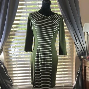 Gianni Bini Green and White Striped Dress